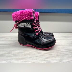 UGG Girls Butte II CWR Glow Graphic Snow Boots Black/Taffy Pink—Size 3